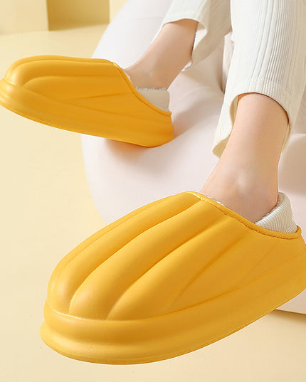 Fashion Shell Shape Design Cotton Shoes Women Waterproof Thick-soled Non-slip Plush Slippers Winter Indoor Outdoor House Shoes