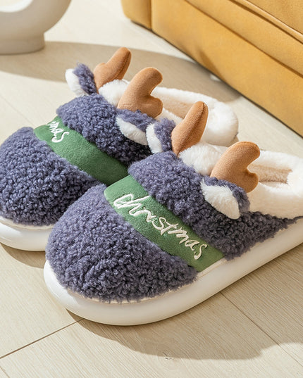 Christmas Shoes Winter Home Slippers Elk Soft Cozy Bedroom Slipper Slip On House Shoes