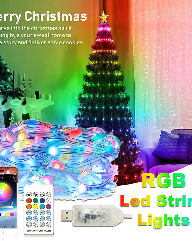 Christmas Light String Remote Control Point Control Line Light String Intelligent Lamp String Ambient Decor Lights