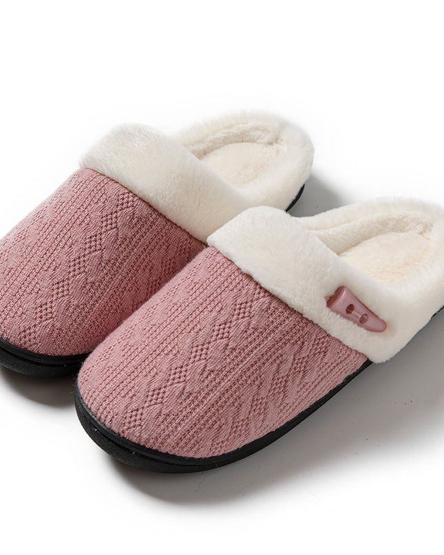 Winter Cotton Slippers Baotou Warm Flat Slippers Home Daily Soft Non-slip Bottom House Shoes Women Men Couple