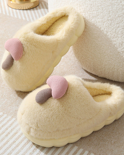 Cute Mushroom Cotton Slippers For Women Thick-soled Autumn And Winter Plush Slipper Indoor Non-slip Eva Household Furry Shoes