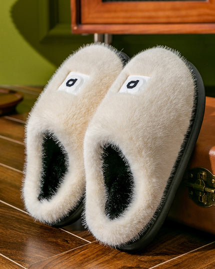 Soft Furry Plush Slippers Winter Indoor Non-slip Floor Slippers Women's Thickened Solid Warm Home Cotton Shoe