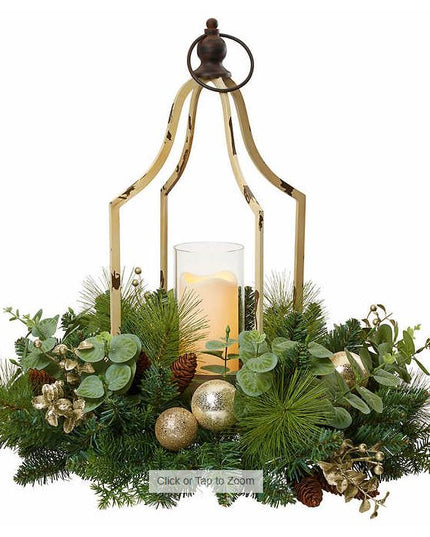 Christmas Centerpiece, Holiday Artificial Centerpiece with LED Candle, Christmas decor, white floral centerpiece