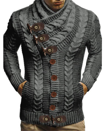 Men's Turtleneck Button Knit Jacket Sweater