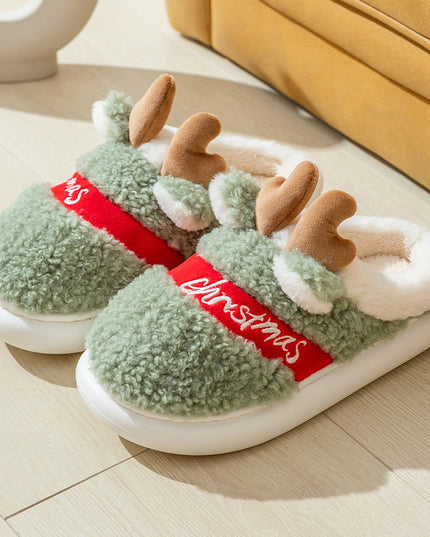 Christmas Shoes Winter Home Slippers Elk Soft Cozy Bedroom Slipper Slip On House Shoes