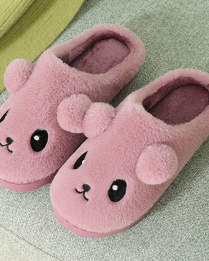 Cute Cartoon Cotton Slippers For Women Winter Warm Indoor Non-slip Thick-soled Home Slippers Furry Plush House Shoes