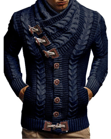 Men's Turtleneck Button Knit Jacket Sweater