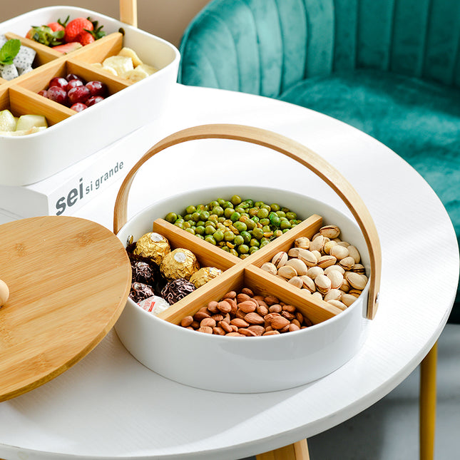 Household Minimalist Compartment With Lid Fruit Plate