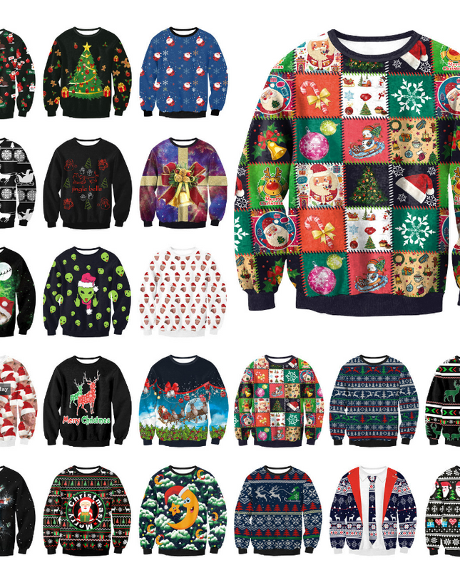 UGLY CHRISTMAS SWEATER Vacation Santa Elf Funny Womens Men Sweaters Tops Autumn Winter Clothing