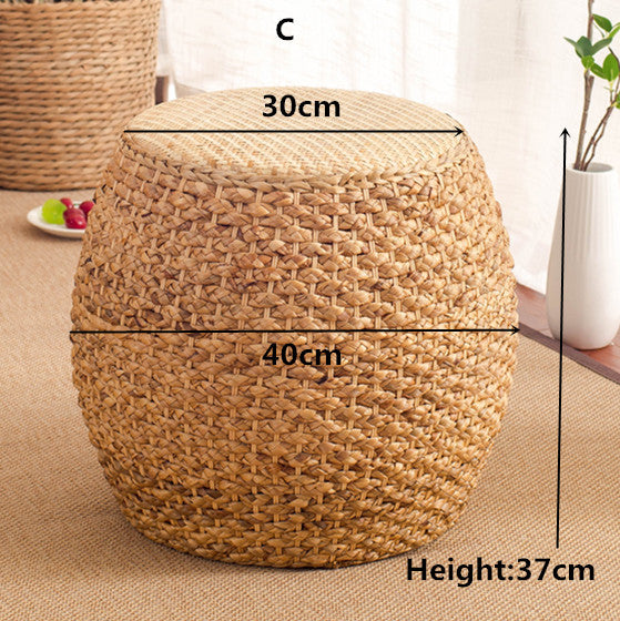 Home Collection Rattan Small Stool Ottoman Footrest Modern Round Foot