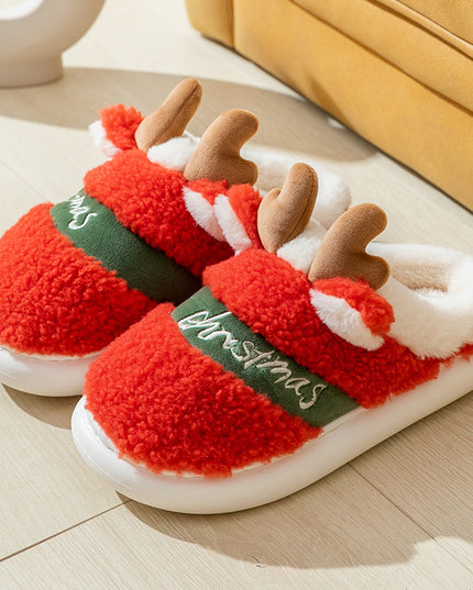 Christmas Shoes Winter Home Slippers Elk Soft Cozy Bedroom Slipper Slip On House Shoes