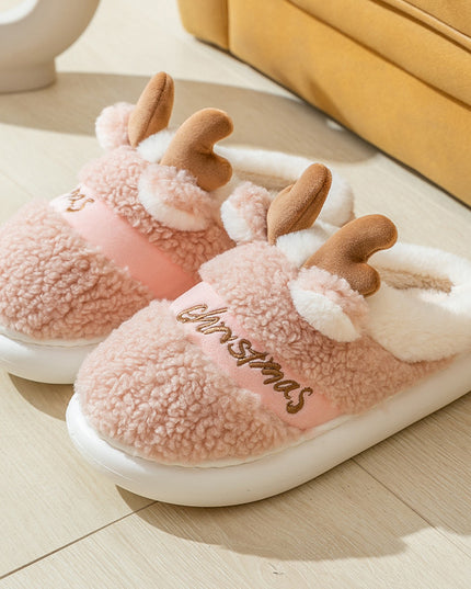 Christmas Shoes Winter Home Slippers Elk Soft Cozy Bedroom Slipper Slip On House Shoes