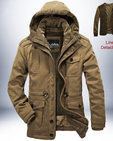 Two-piece men's lamb wool detachable parka coat