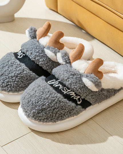 Christmas Shoes Winter Home Slippers Elk Soft Cozy Bedroom Slipper Slip On House Shoes