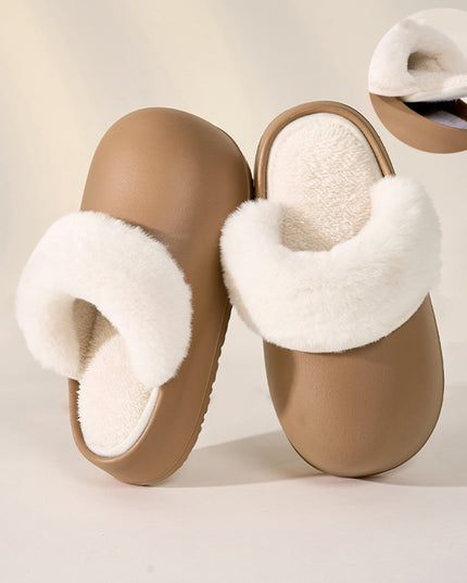 Removable Slippers Winter Waterproof Plush Shoes Household Thick Bottom Detachable Warm Fuzzy Home Slippers Bedroom House Shoes Women