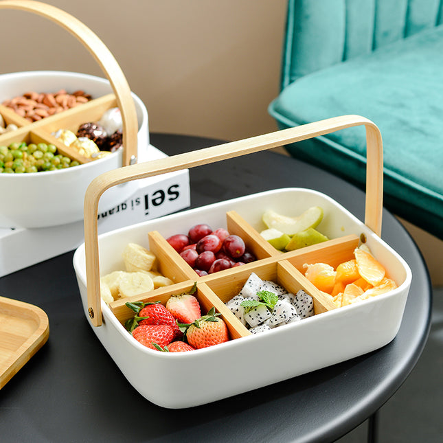 Household Minimalist Compartment With Lid Fruit Plate