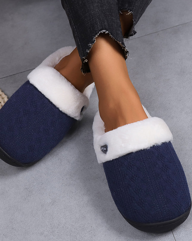 Winter Cotton Slippers Baotou Warm Flat Slippers Home Daily Soft Non-slip Bottom House Shoes Women Men Couple