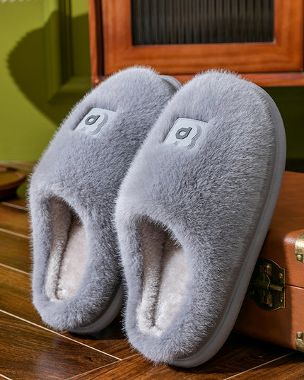 Soft Furry Plush Slippers Winter Indoor Non-slip Floor Slippers Women's Thickened Solid Warm Home Cotton Shoe