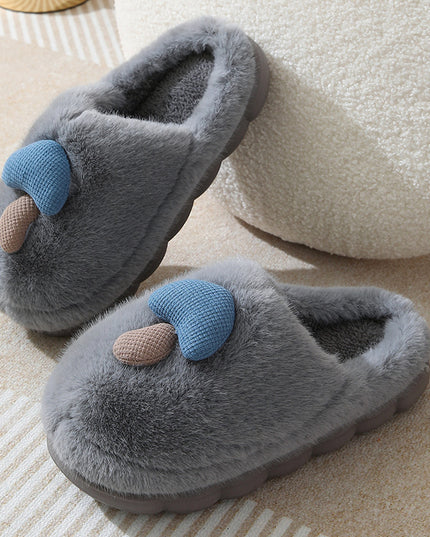 Cute Mushroom Cotton Slippers For Women Thick-soled Autumn And Winter Plush Slipper Indoor Non-slip Eva Household Furry Shoes