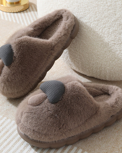 Cute Mushroom Cotton Slippers For Women Thick-soled Autumn And Winter Plush Slipper Indoor Non-slip Eva Household Furry Shoes