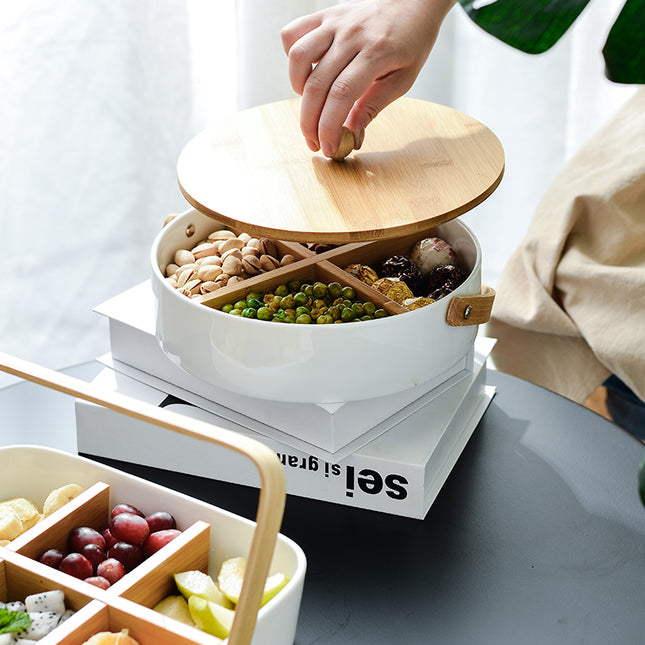 Household Minimalist Compartment With Lid Fruit Plate