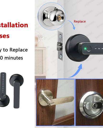 Fingerprint Lock Intelligent Security Door Lock Encryption Smart Life App Password Key Card Unclock