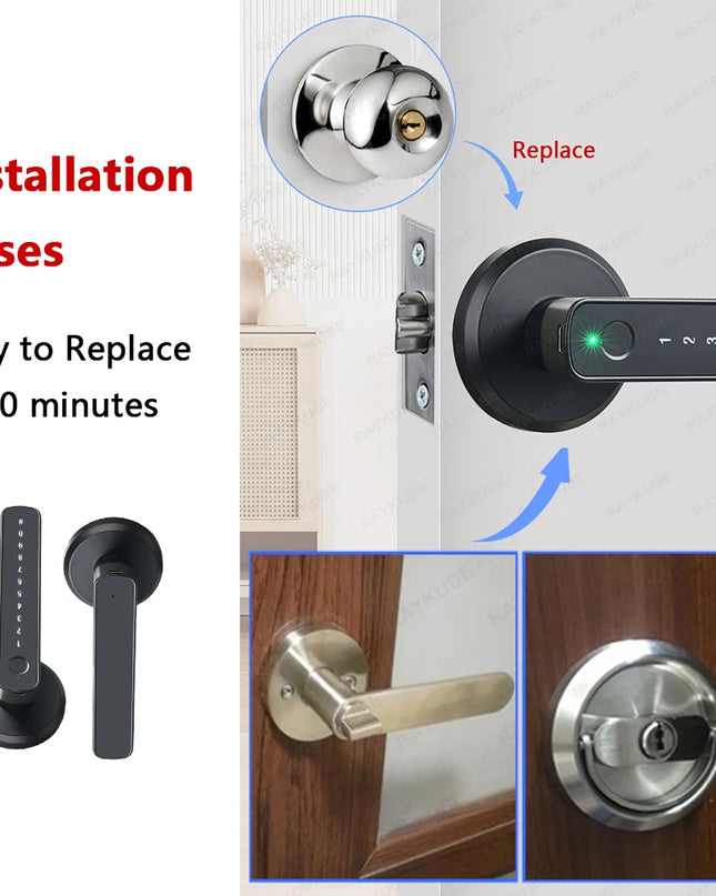 Fingerprint Lock Intelligent Security Door Lock Encryption Smart Life App Password Key Card Unclock