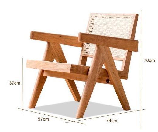 Mid-ancient Solid Wood Rattan Balcony Leisure Chair Furniture