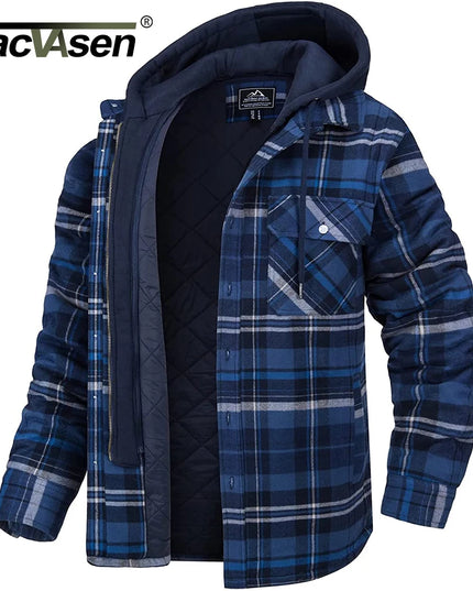 MEN'S CAMP NIGHT BERBER LINED HOODED FLANNEL SHIRT JACKET WITH REMOVABLE HOODY