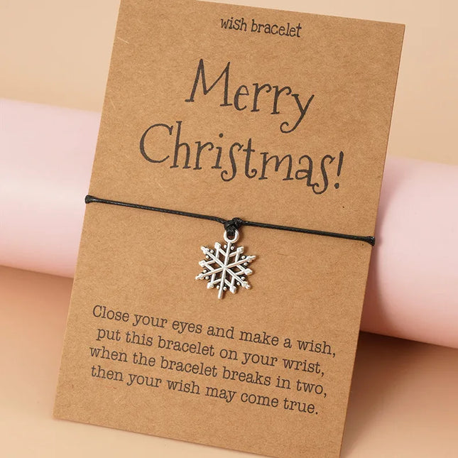 1/4Pcs Christmas Hand Rope Charm Bracelet with Santa Claus Xmas Tree Beads Fashion Bracelets Christmas Jewelry Kids Xmas Gift