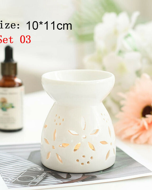 Ceramic White Oil Burner Melt Wax Warmer Diffuser Candle Holder Aromatherapy Lamp Essential Oil Furnace Valentine Day Home Decor