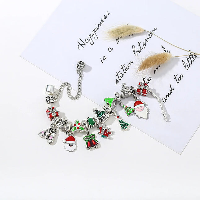 New Year Christmas Ornaments Snowman Glove Pendant Bracelet Christmas Tree Beads Brand Fine Bracelet Women Children's Gifts