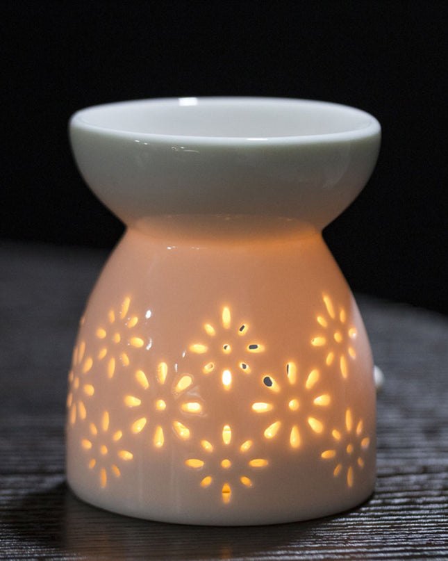 Ceramic White Oil Burner Melt Wax Warmer Diffuser Candle Holder Aromatherapy Lamp Essential Oil Furnace Valentine Day Home Decor