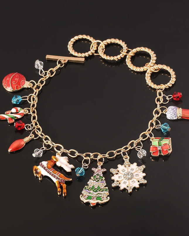 New Christmas Gift Charm Bracelet Pulseras Mujer Bracelet Jewelry Santa Claus Christmas Tree Paracord Bracelets For Women