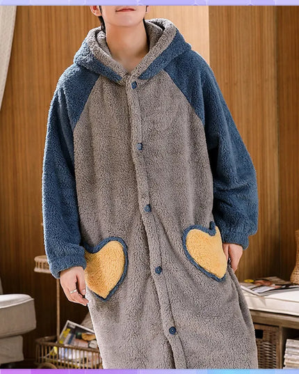 Long Sleeve Warm Robe For Men's Bathrobe Thick Velvet Kimono Home Clothes Pijama Hombre Cardigan Mens Robes Gown Design 1PC