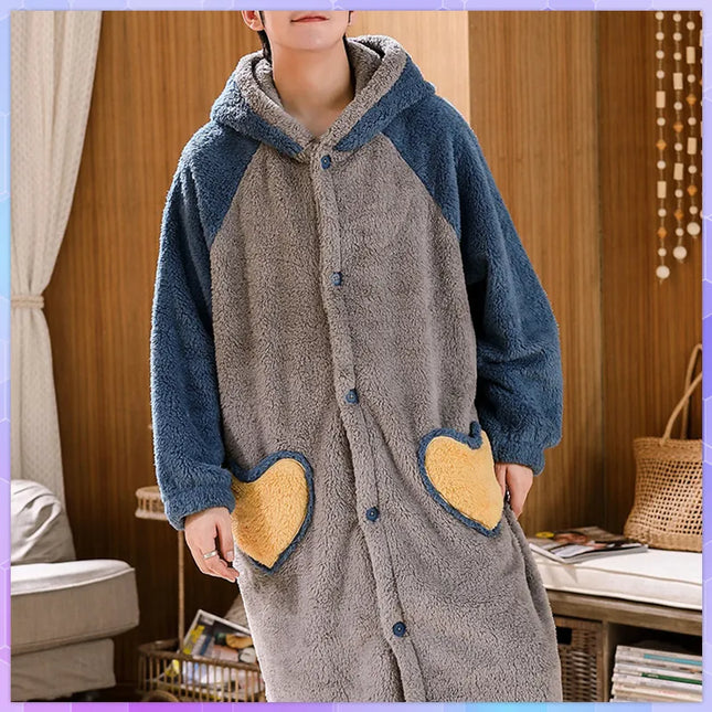 Long Sleeve Warm Robe For Men's Bathrobe Thick Velvet Kimono Home Clothes Pijama Hombre Cardigan Mens Robes Gown Design 1PC