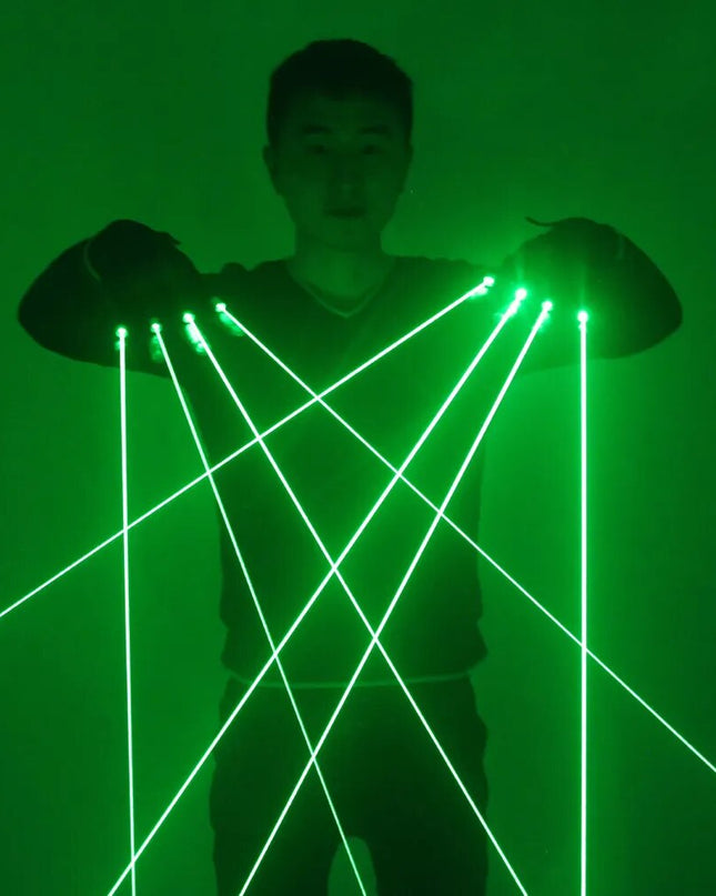 Green Laser Gloves 523nm Big Beam Lazer Dancing Stage Glove Glasses LED Flash Finger Palm Light Dress Up LED Robot Suit
