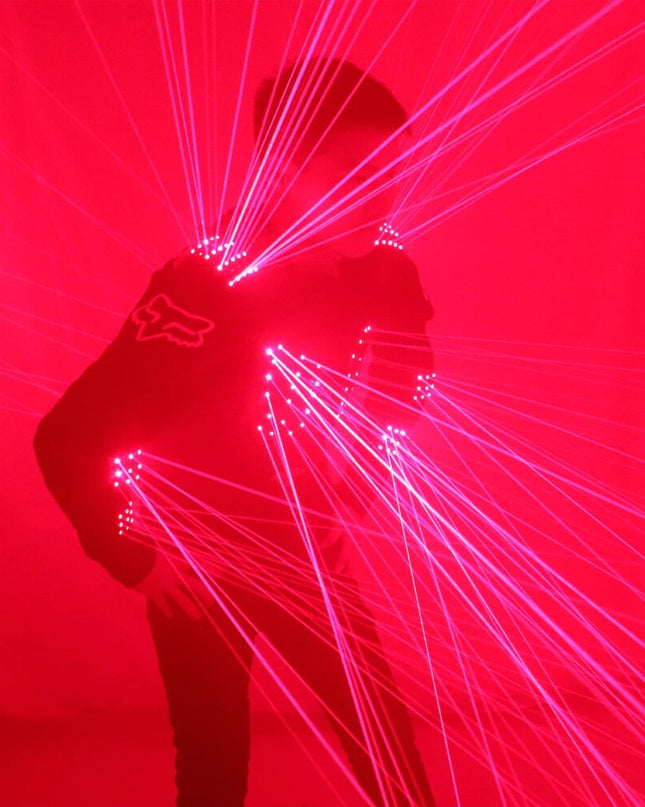 Red Laser Suit Armor LED Jacket Dance Wearing Cosplay Laser Gloves Tron Costumes LED Light Dance Robot Performance Show Dress