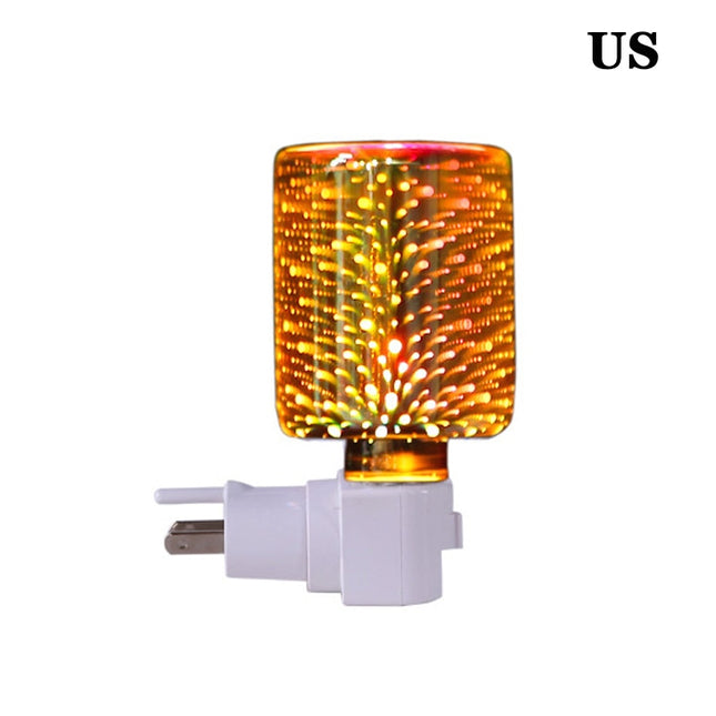 Electric Plug-In LED Aroma Diffuser Lamp Light Mosaic Wax Melt Oil Burner Warmer with Fire-work Effect Night Light for Home