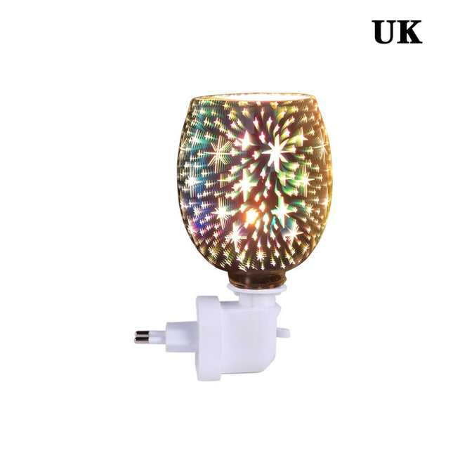 Electric Plug-In LED Aroma Diffuser Lamp Light Mosaic Wax Melt Oil Burner Warmer with Fire-work Effect Night Light for Home