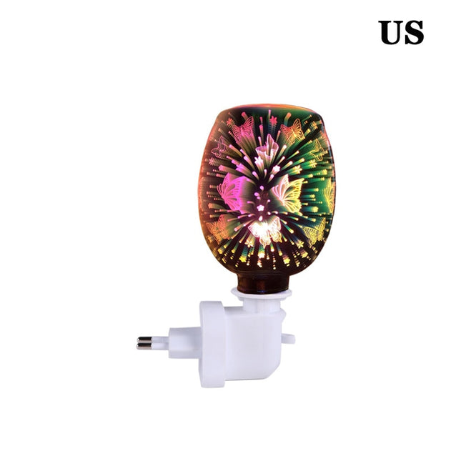 Electric Plug-In LED Aroma Diffuser Lamp Light Mosaic Wax Melt Oil Burner Warmer with Fire-work Effect Night Light for Home