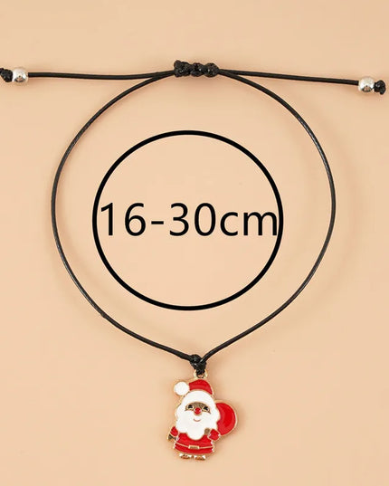 1/4Pcs Christmas Hand Rope Charm Bracelet with Santa Claus Xmas Tree Beads Fashion Bracelets Christmas Jewelry Kids Xmas Gift