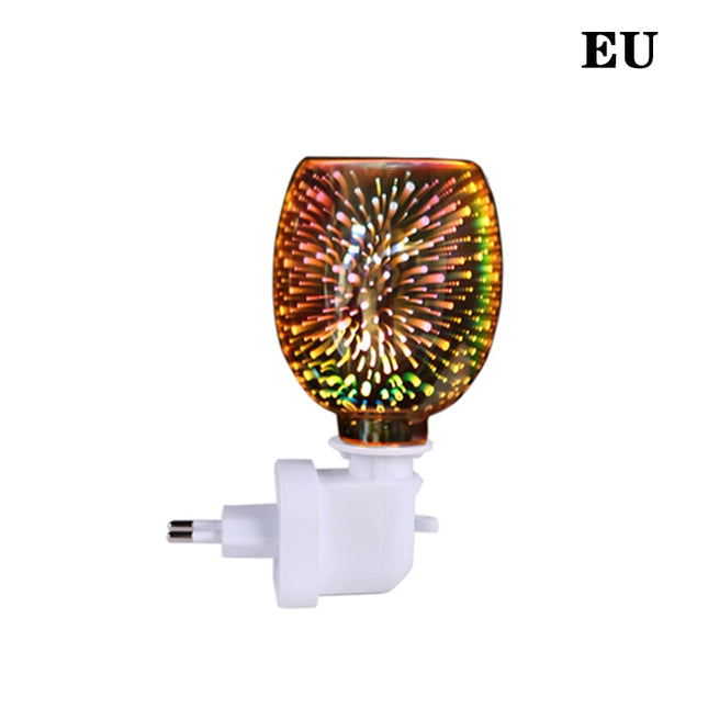 Electric Plug-In LED Aroma Diffuser Lamp Light Mosaic Wax Melt Oil Burner Warmer with Fire-work Effect Night Light for Home