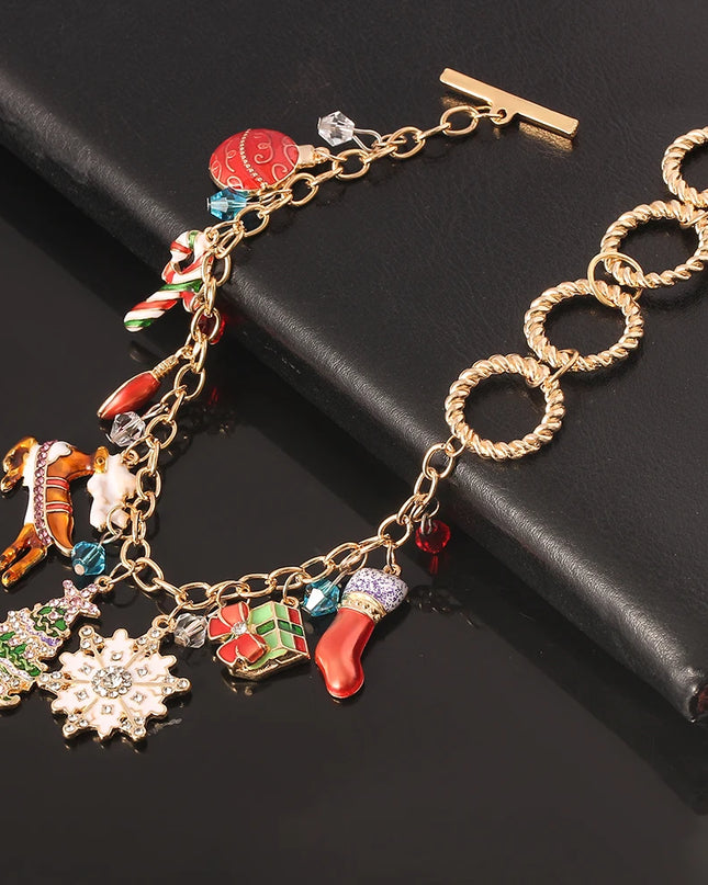 New Christmas Gift Charm Bracelet Pulseras Mujer Bracelet Jewelry Santa Claus Christmas Tree Paracord Bracelets For Women