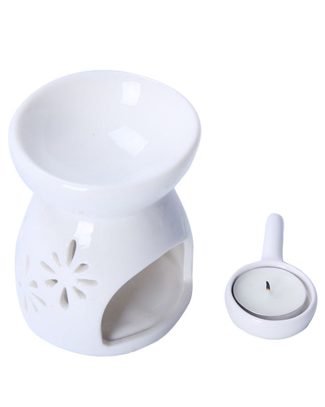 Ceramic White Oil Burner Melt Wax Warmer Diffuser Candle Holder Aromatherapy Lamp Essential Oil Furnace Valentine Day Home Decor