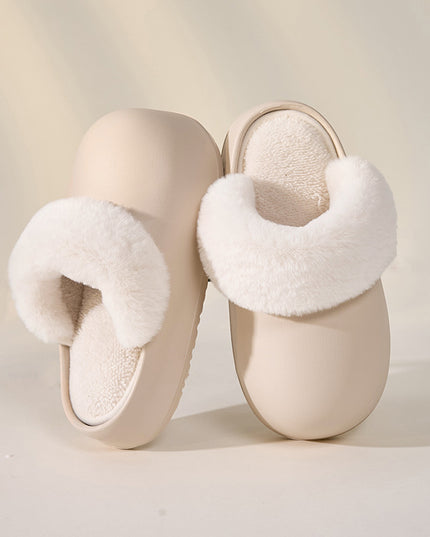 Removable Slippers Winter Waterproof Plush Shoes Household Thick Bottom Detachable Warm Fuzzy Home Slippers Bedroom House Shoes Women