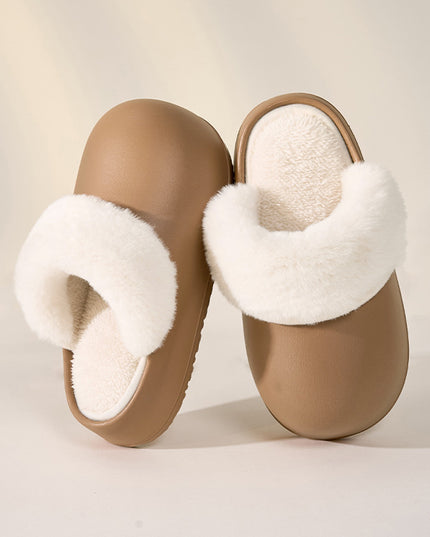 Removable Slippers Winter Waterproof Plush Shoes Household Thick Bottom Detachable Warm Fuzzy Home Slippers Bedroom House Shoes Women