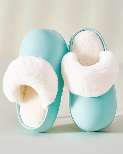 Removable Slippers Winter Waterproof Plush Shoes Household Thick Bottom Detachable Warm Fuzzy Home Slippers Bedroom House Shoes Women