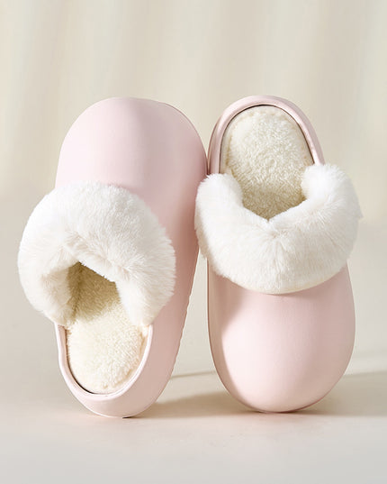 Removable Slippers Winter Waterproof Plush Shoes Household Thick Bottom Detachable Warm Fuzzy Home Slippers Bedroom House Shoes Women