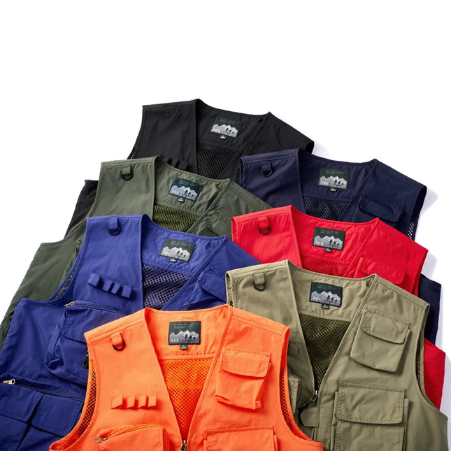 Multi Pocket Fishing Vests Quick Breathable Outdoor Mesh Jackets Photography Hiking Vest Outdoor Sport Men Breathable Vest